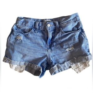 Old Navy Jean Shorts Girls Distressed Ripped Cutoff Denim Blue Size 14